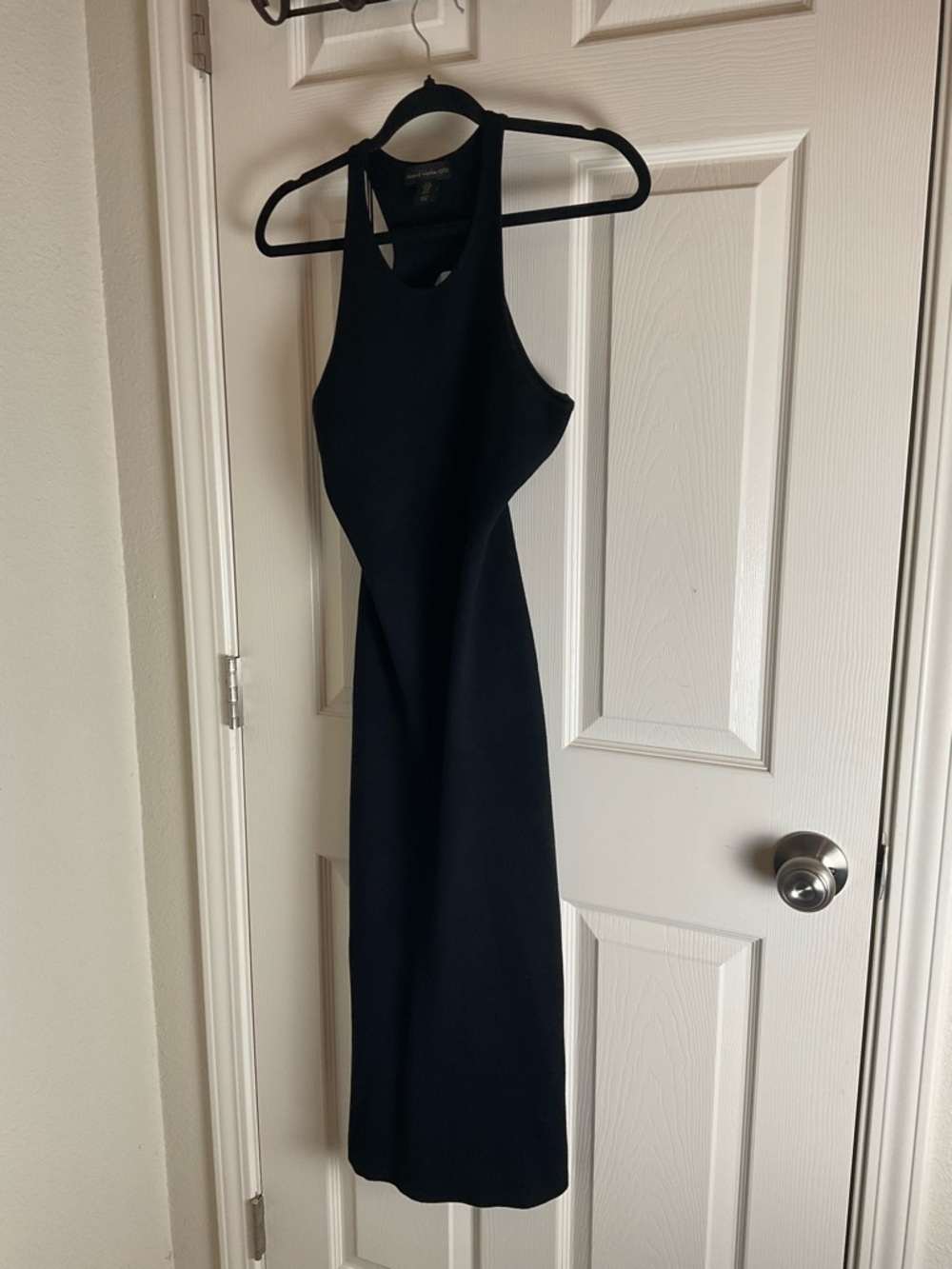 House of Harlow 1960 Black Ribbed Knit Halter Midi Dress Open Back Size M - Picture 2 of 9